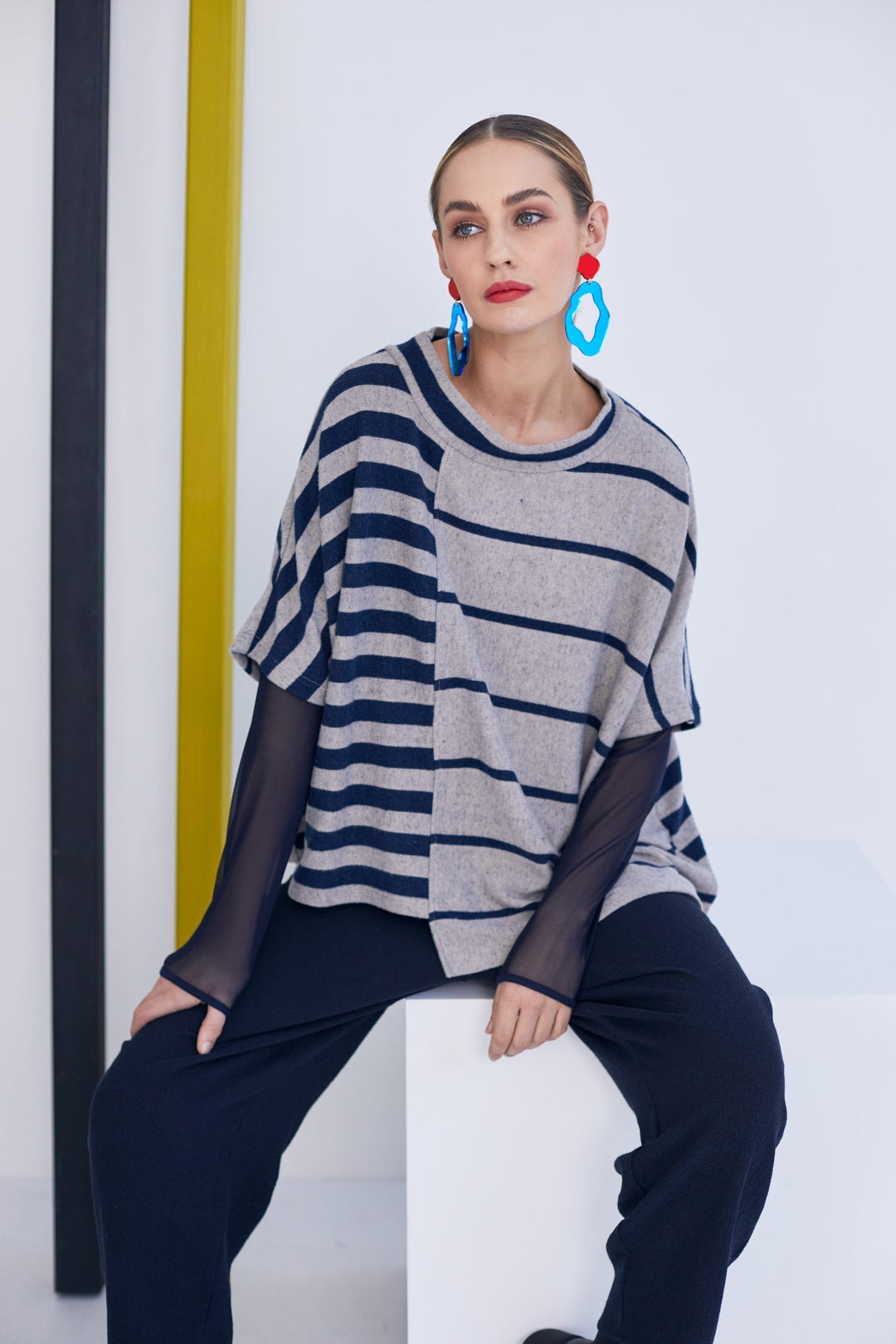 Naya Round Neck Striped Top