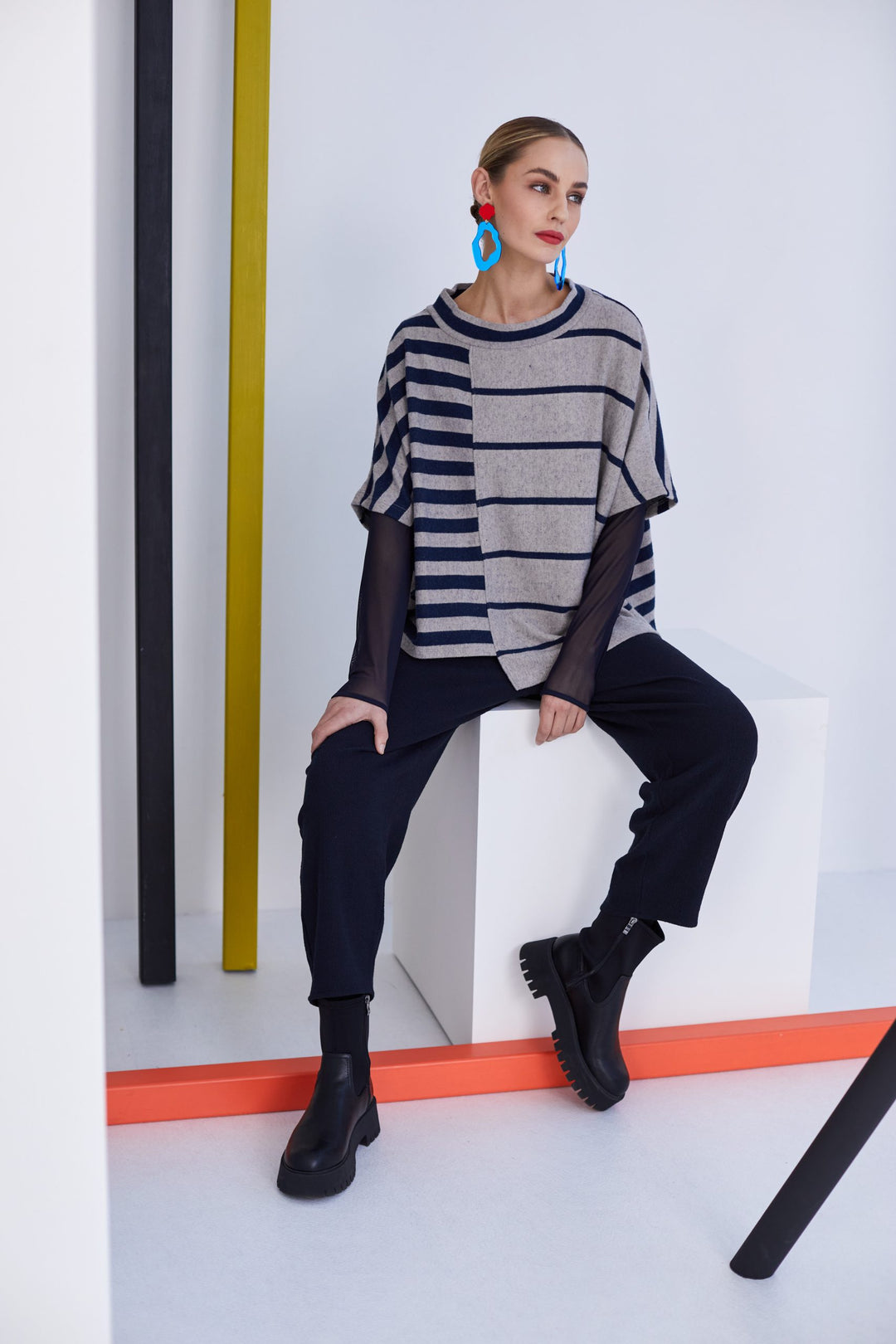 Naya Round Neck Striped Top