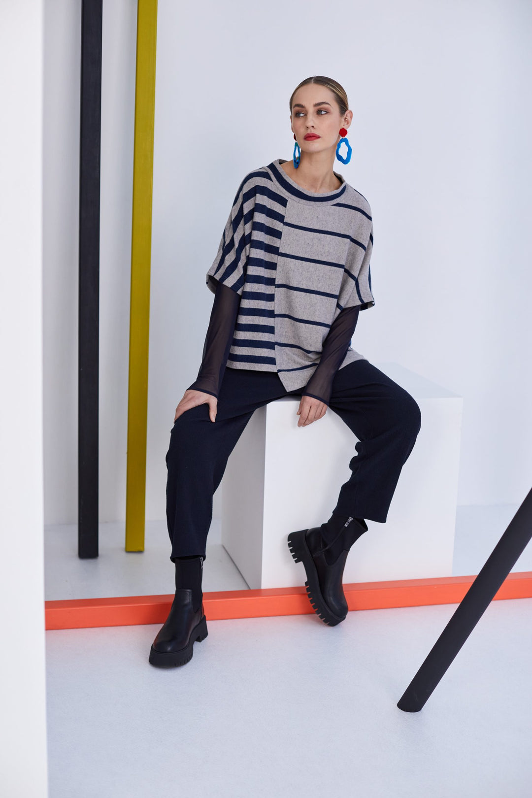 Naya Round Neck Striped Top