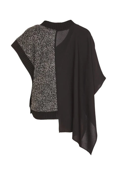 Naya Knitted Jaquard V Neck Top With Contrast Sides