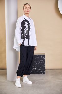 Naya White Placement Print Shirt