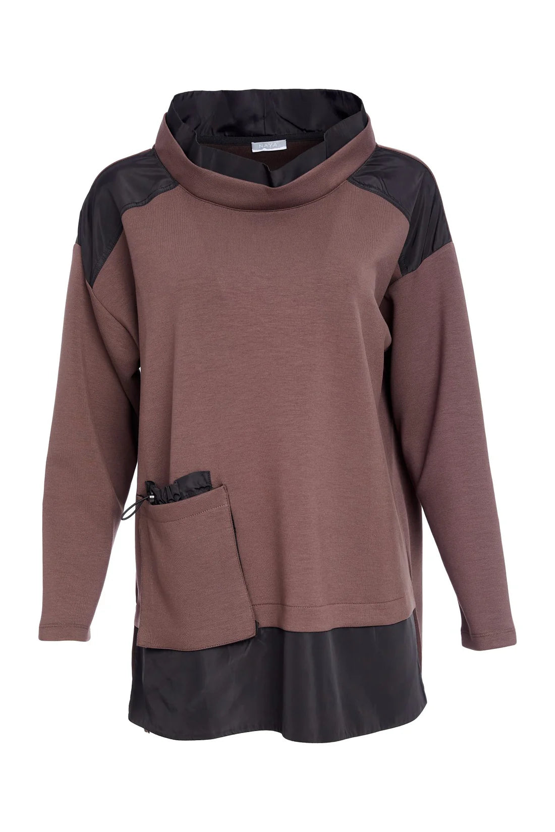 Naya Soft Sweatshirt With Contrast At Shoulder And Hem With Pocket Detail