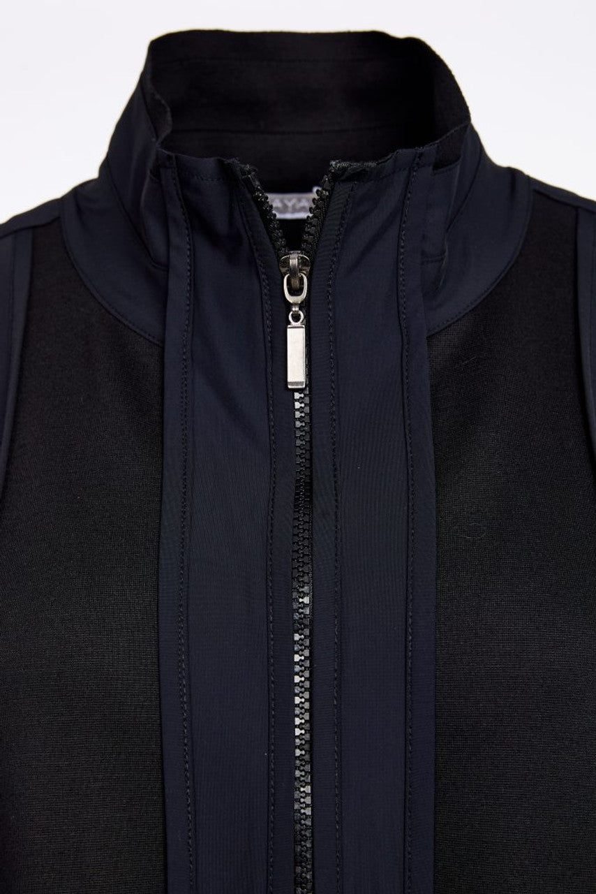 Naya Black Long Line Waistcoat With Contrast Panels And Side Slit