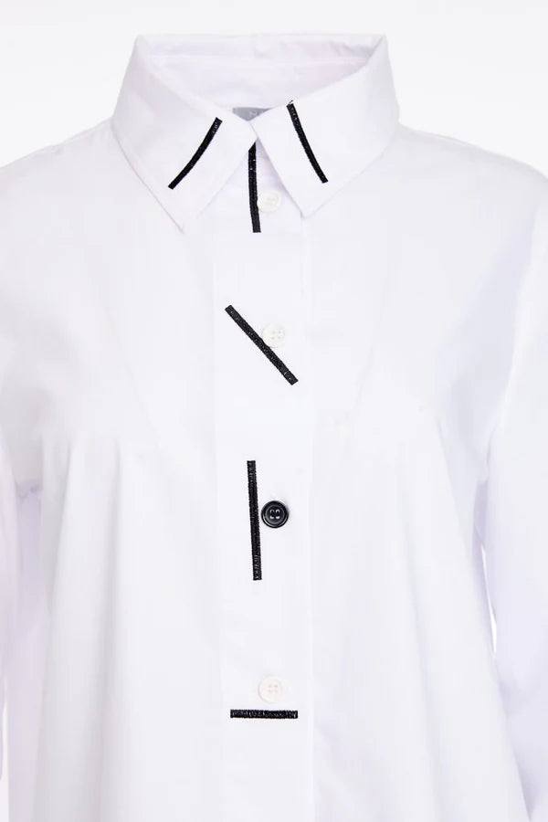 Naya Cotton Shirt With Color Strips At Collar And Front Closing
