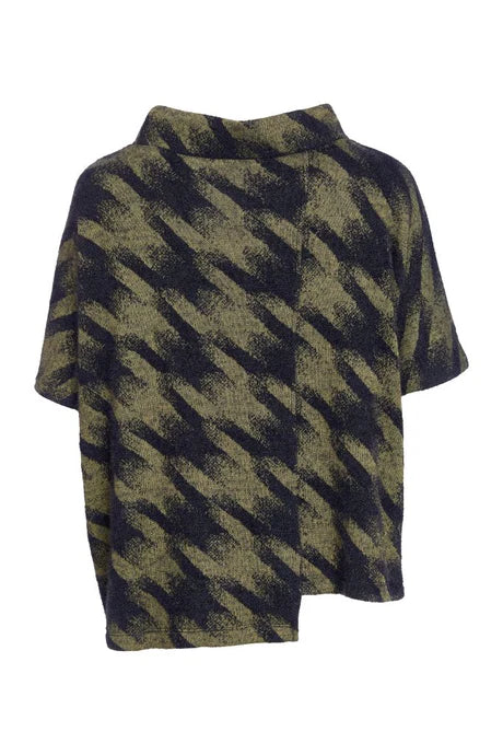 Naya Houndstooth Knit High Neck Top