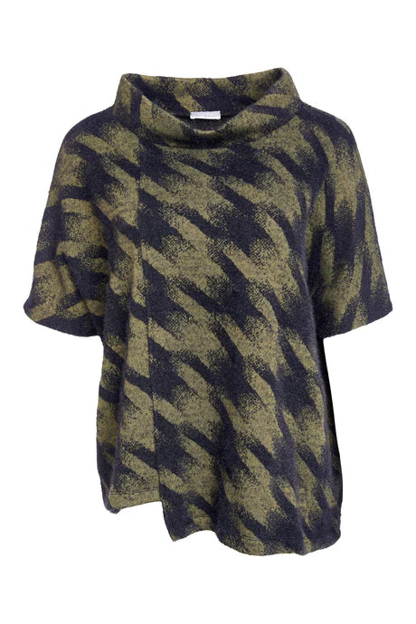 Naya Houndstooth Knit High Neck Top