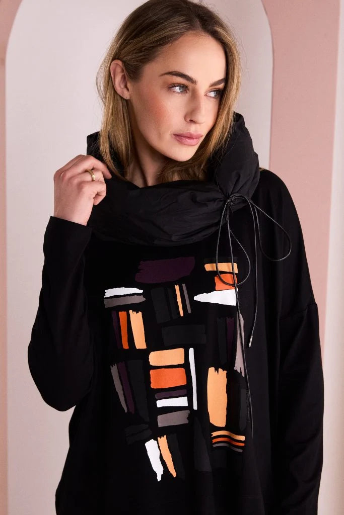 Naya Orange Colourblock Placement Print Top