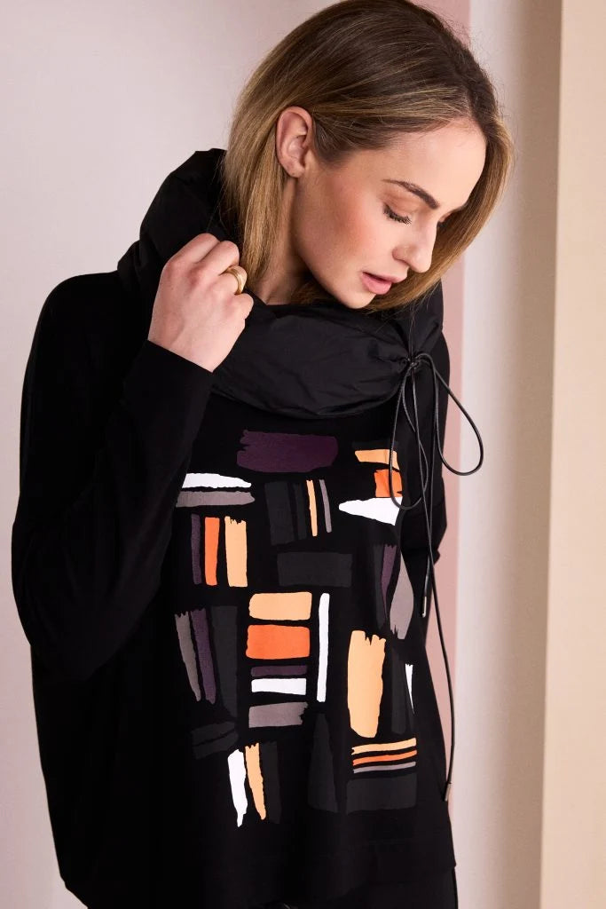 Naya Orange Colourblock Placement Print Top