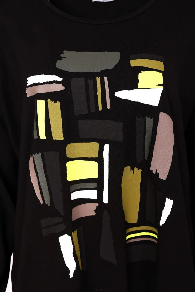 Naya Lime Colourblock Placement Print Top