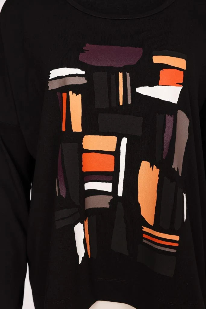 Naya Orange Colourblock Placement Print Top