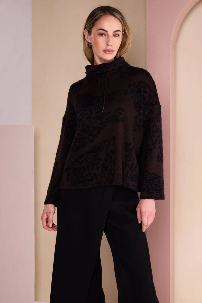 Naya Brown Funnel Neck Knit