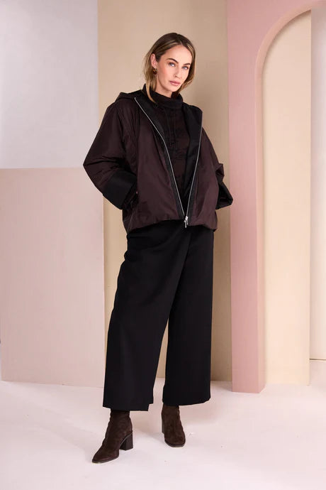 Naya Hooded Jacket With Contrast Zip Panel And Hood Lining