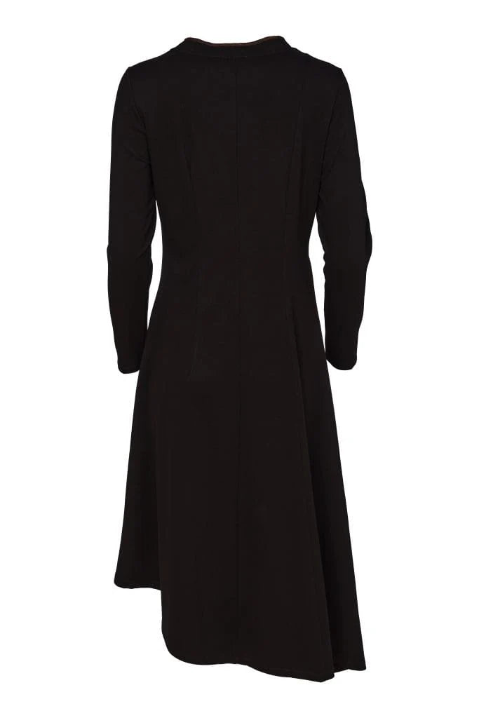 Naya High Neck Dress With Print Pocket And Metallic Trim