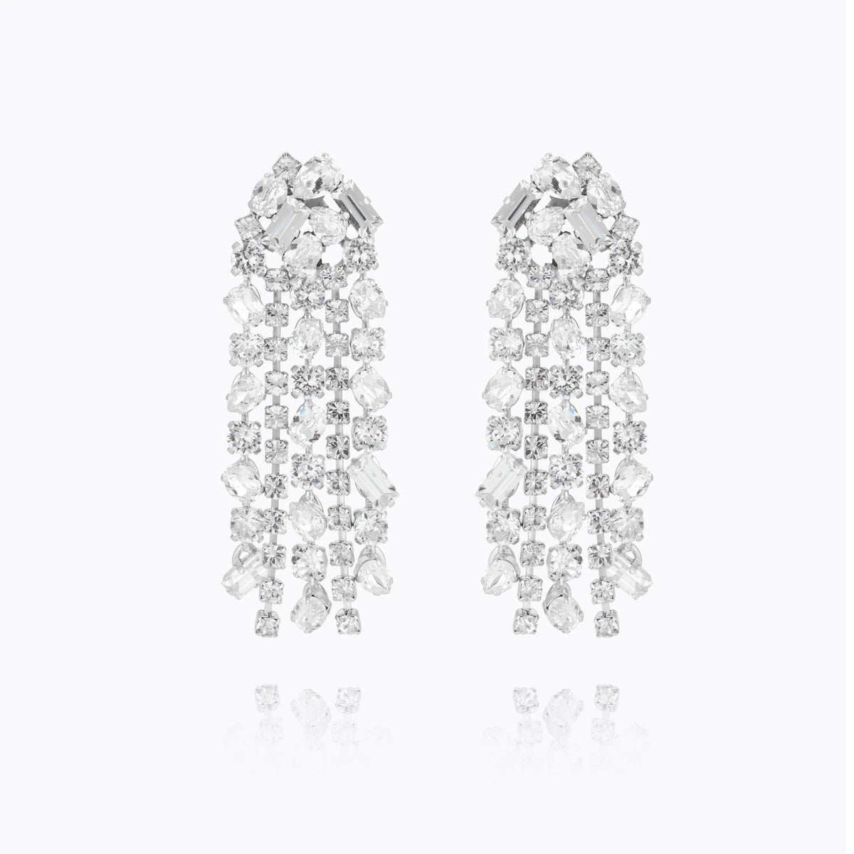 Caroline Svedbom Noelle Statement Earrings Crystal Rhodium
