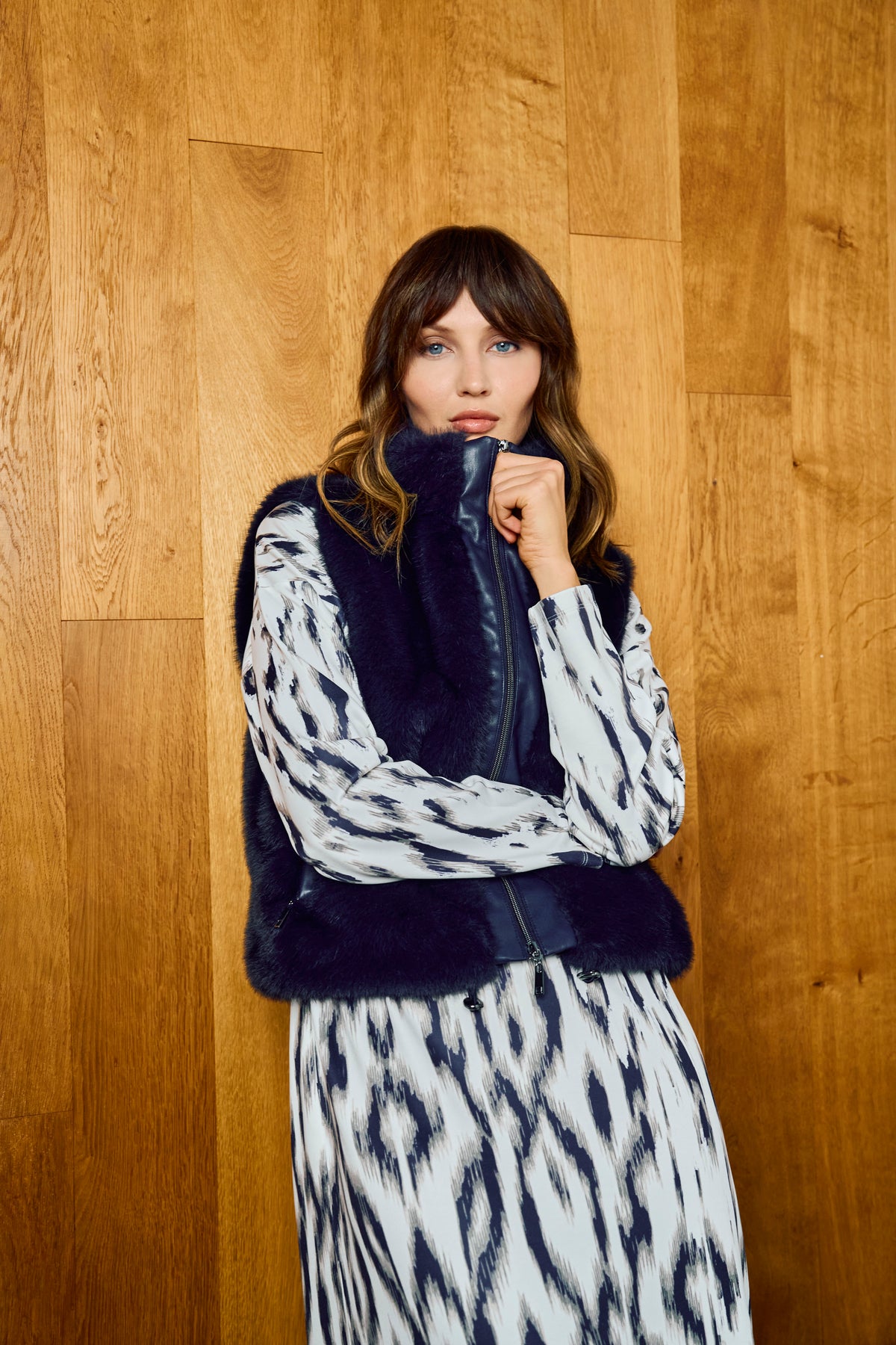 Tuzzi Nordic Dune Faux Fur Midnight Blue Waistcoat