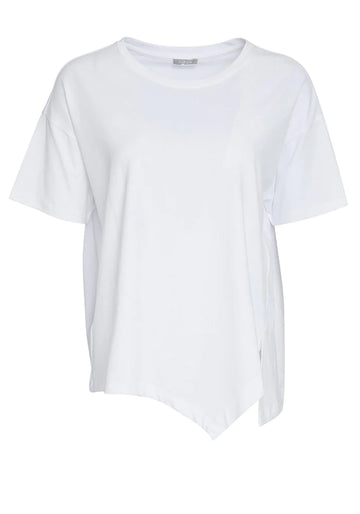 Naya White Top With Cut Away Hem