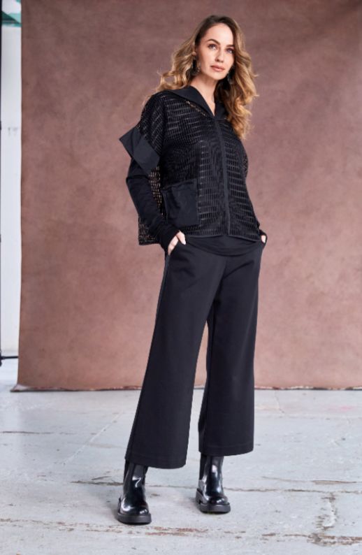Naya Black Crop Wide Leg Trouser With Side Pocket