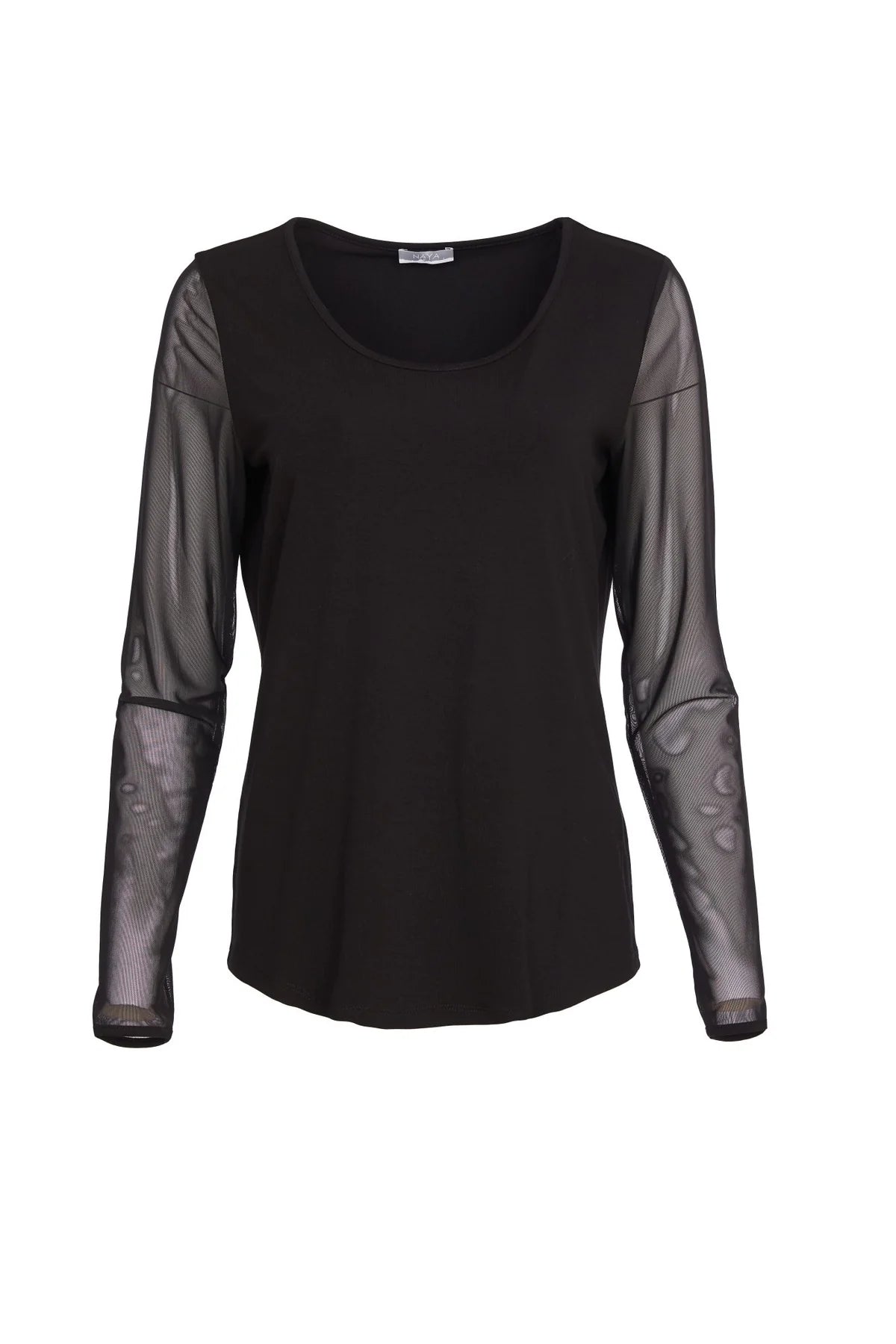 Naya Black Jersey Round Neck With Mesh Sleeve