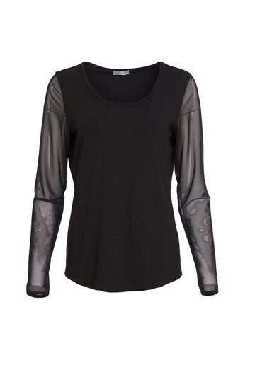 Naya Black Jersey Round Neck With Mesh Sleeve