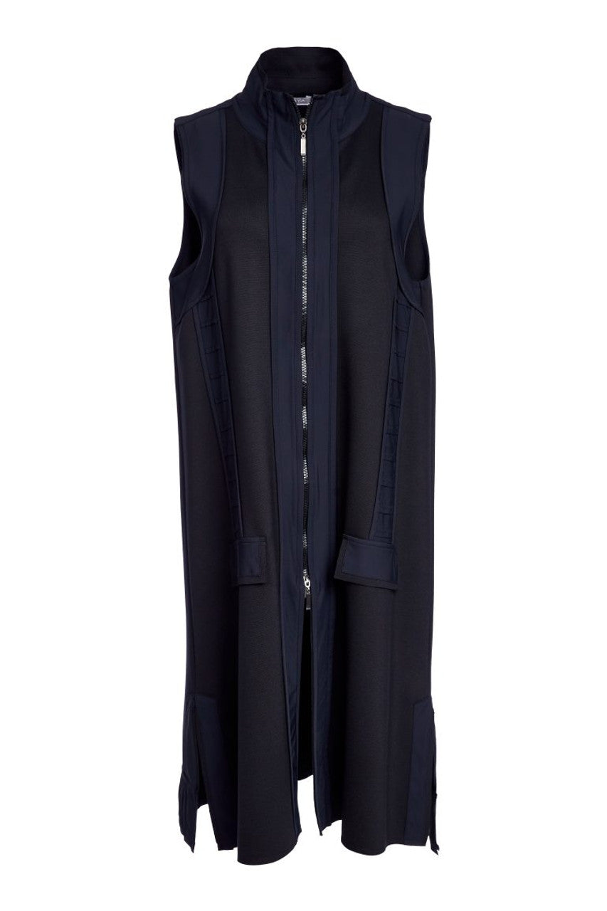 Naya Black Long Line Waistcoat With Contrast Panels And Side Slit