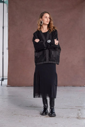 Naya  Black Loose Weave Jacket