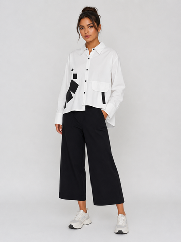 Naya Black Soft Wide Leg Trouser With Side Pocket