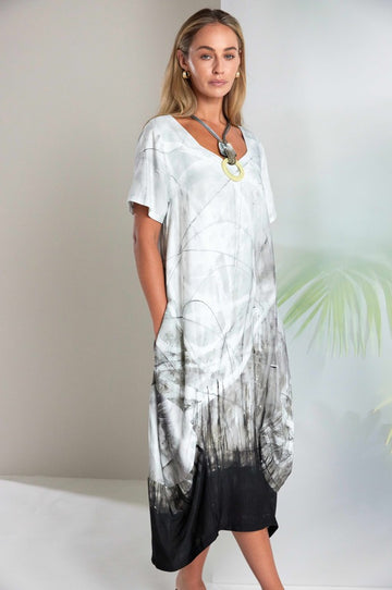 Naya Border Print Round Neck Dress