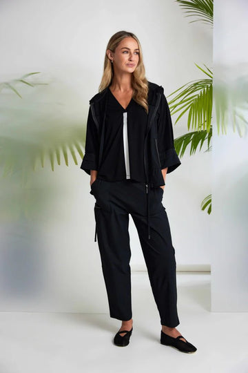 Naya Drawstring Hem Zip Jacket With Contrast Front Jacket At Front Curve Panel