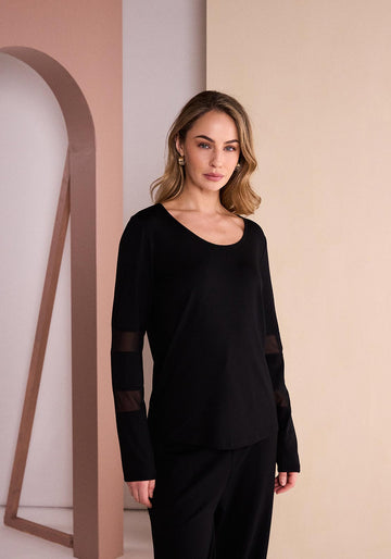 Naya Mesh Insert Sleeve Detail Top