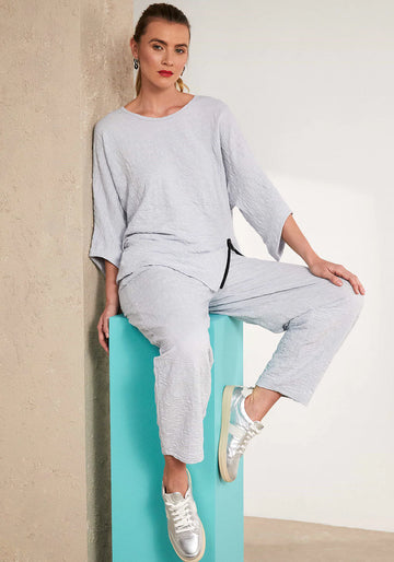 Naya Silver Embossed Round Neck With Silver Detail