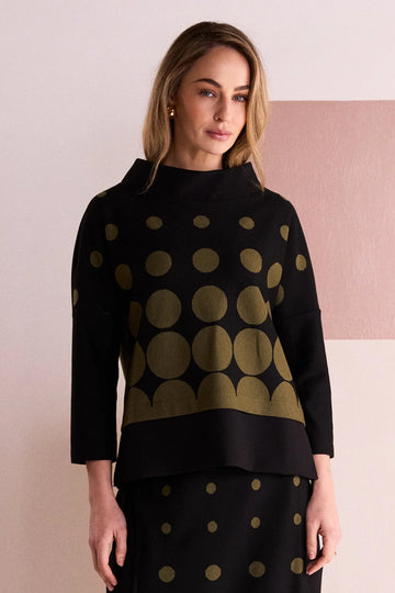 Naya Spot Border Print High Neck Top