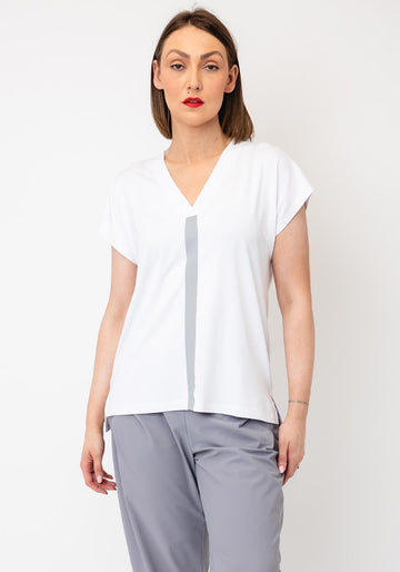 Naya Vee Neck Top With Contrast Colour Band at Front