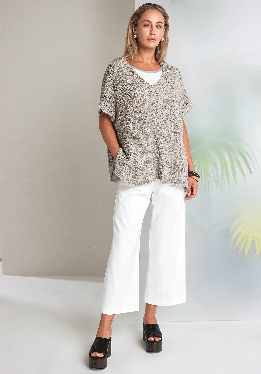 Naya Wide Leg Cropped Trouser - White