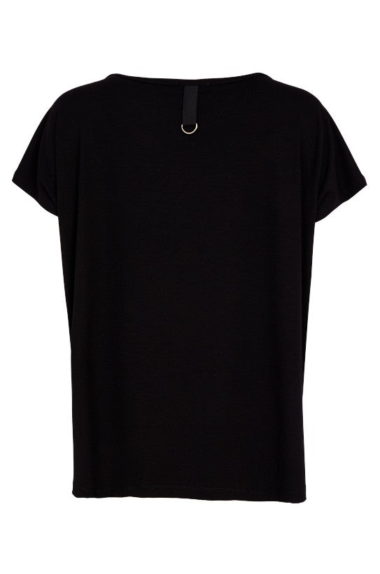 Naya Zip Side Seam Round Neck Top - Black