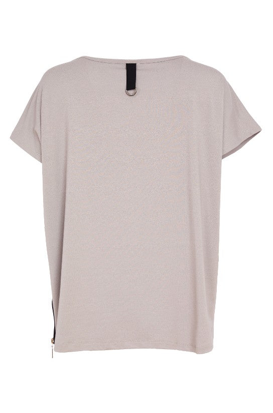 Naya Zip Side Seam Round Neck Top - Grey