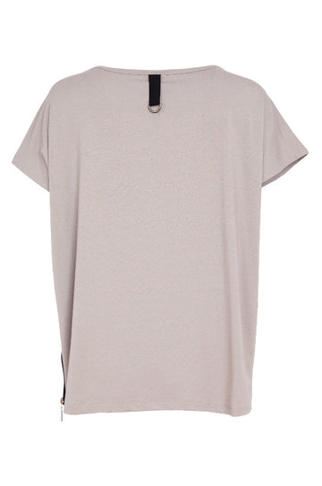 Naya Zip Side Seam Round Neck Top - Grey