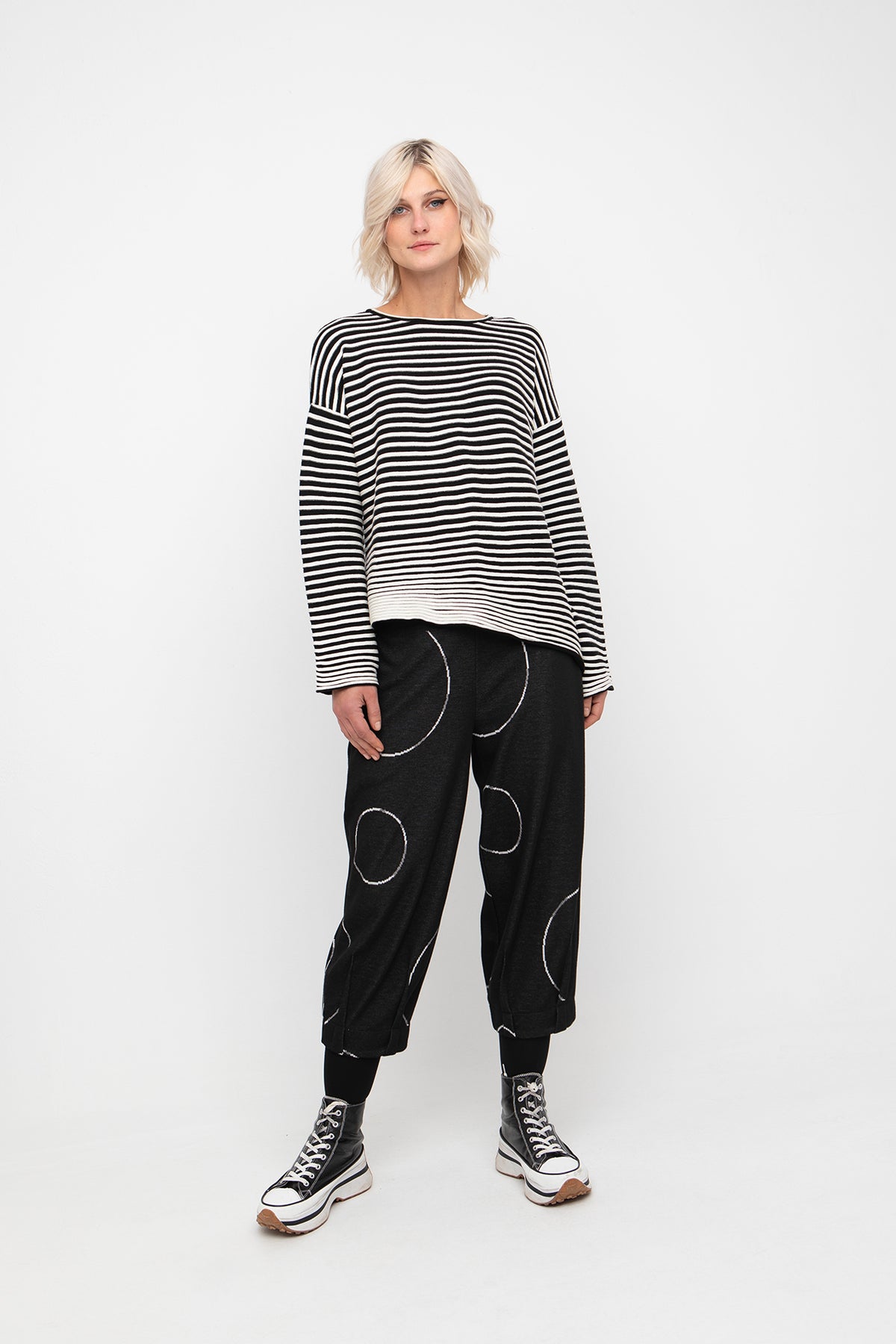 Ozai N Ku Black Balloon Trousers with White Detail