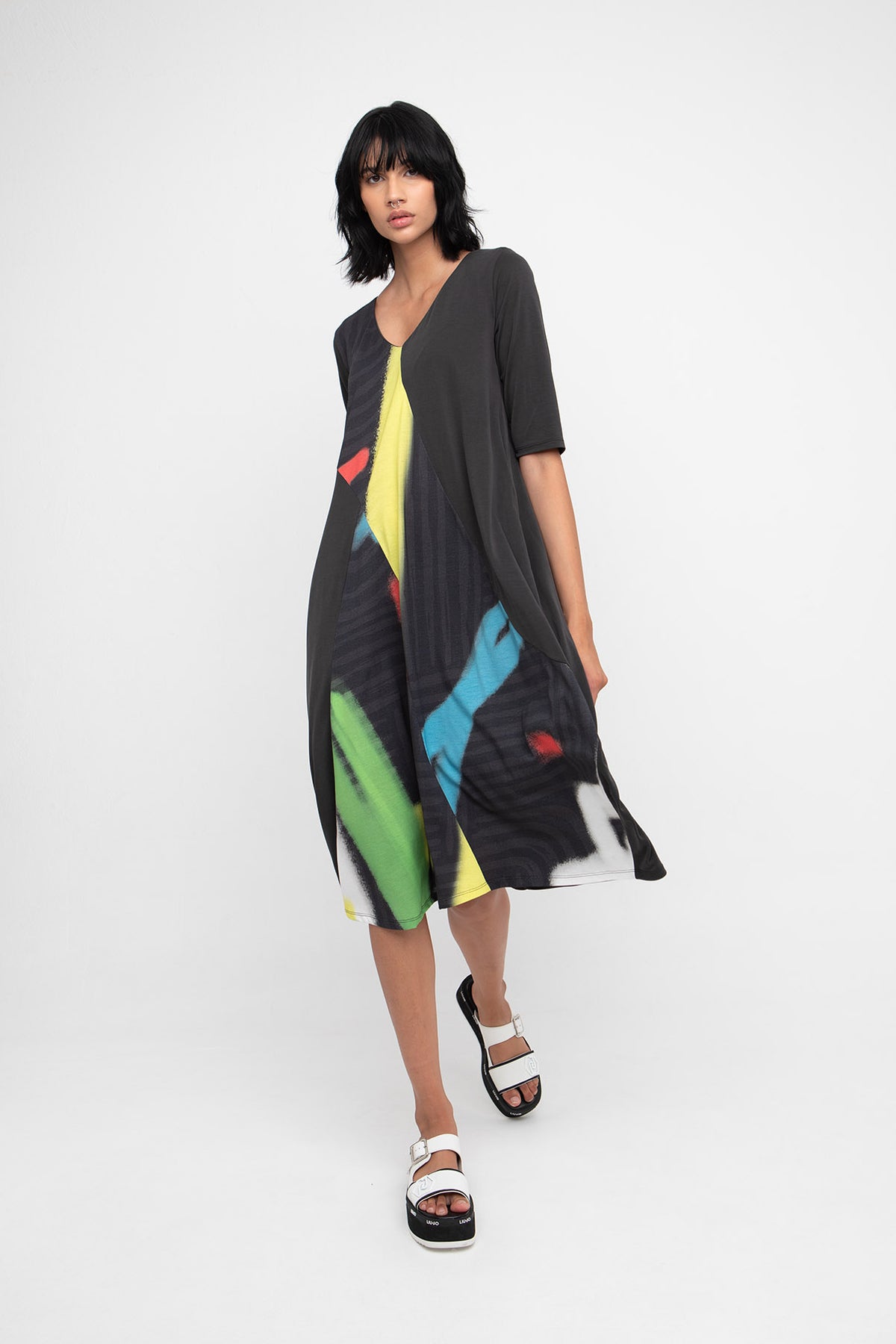 Ozai N Ku Multi Coloured Brush Stroke Dress