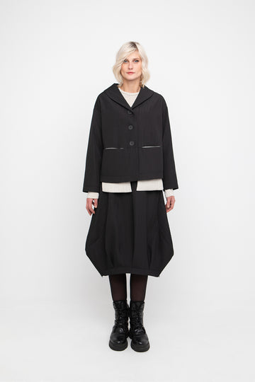 Ozai N Ku Pleated Black Jacket With Cream Details