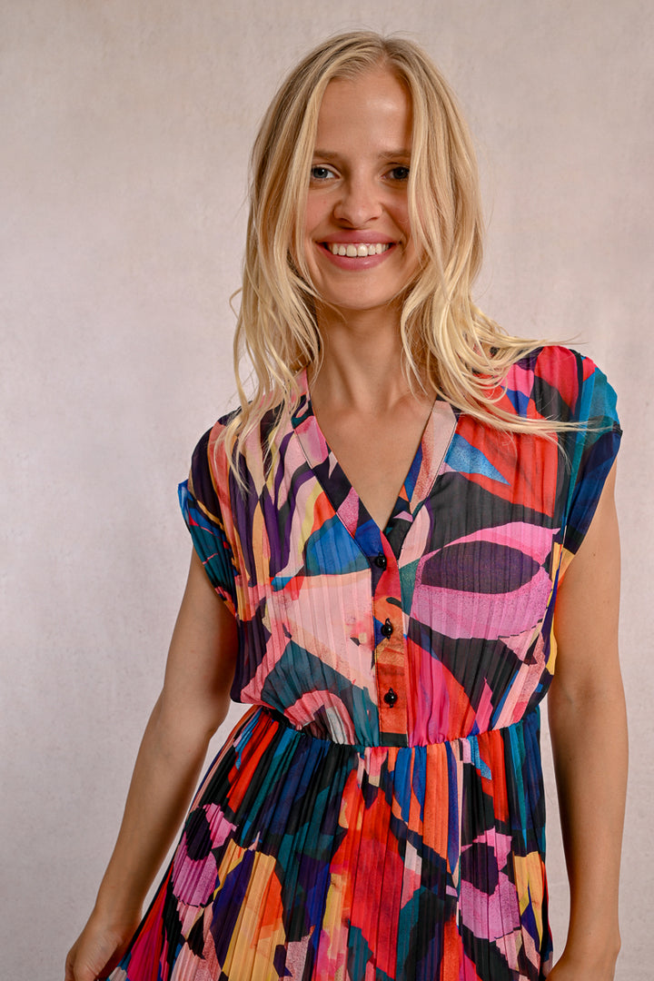 Molly Bracken Multi Coloured V Neck Dress