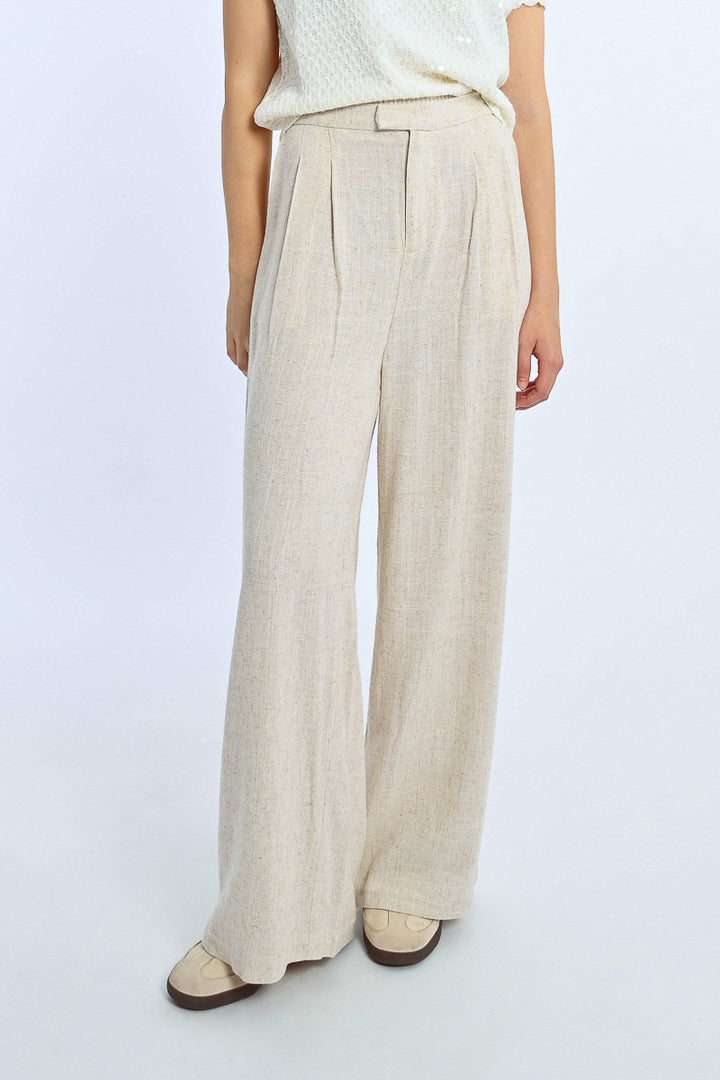 Lili Sidonio Oatmeal Linen Trouser Pants