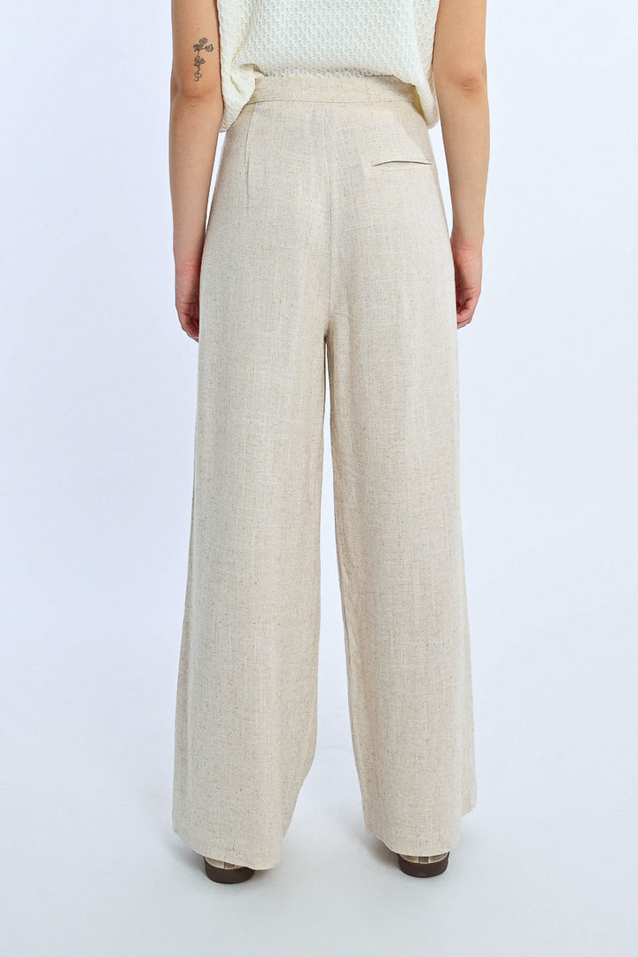 Lili Sidonio Oatmeal Linen Trouser Pants