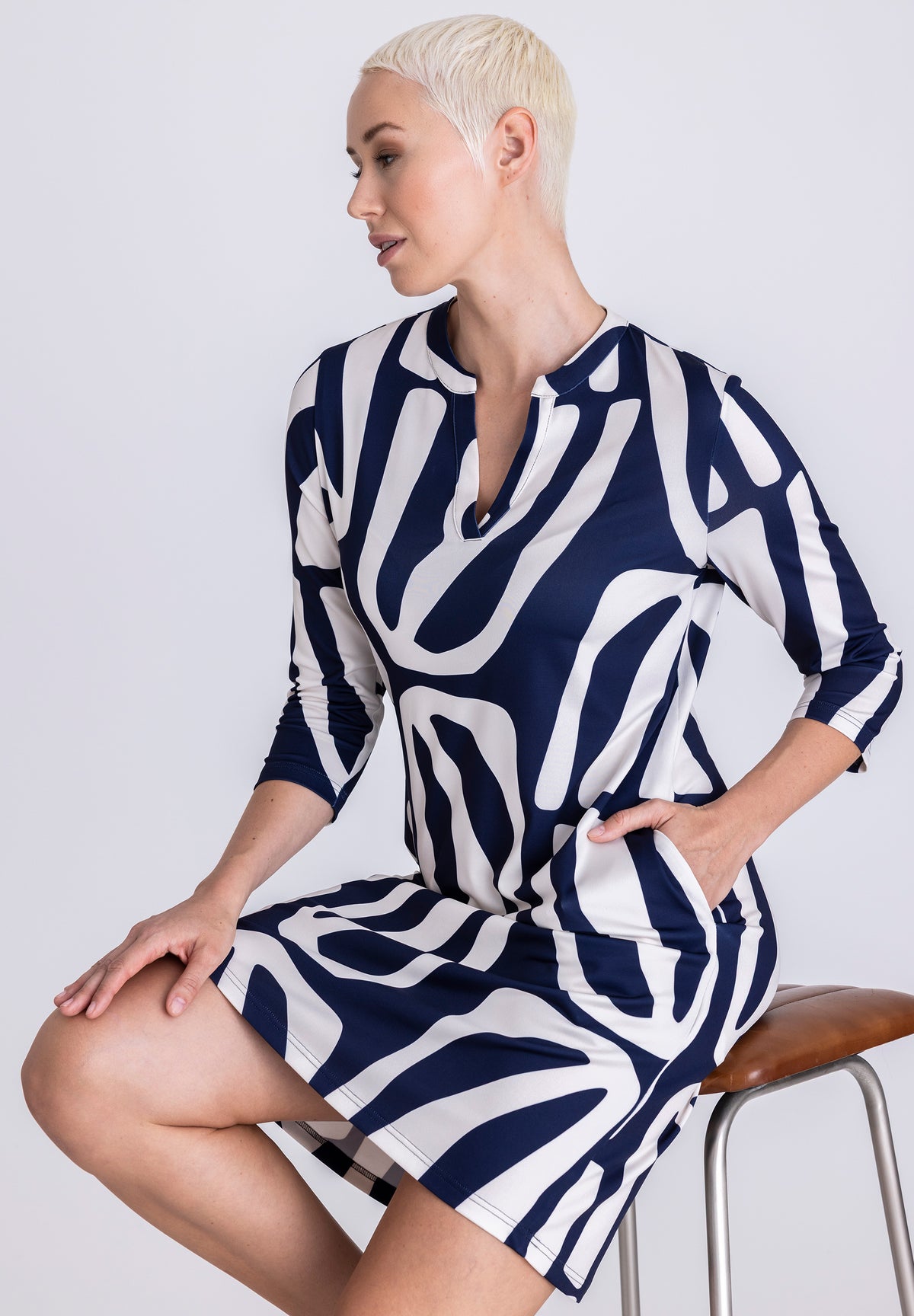 Tuzzi V Neck Print Dress