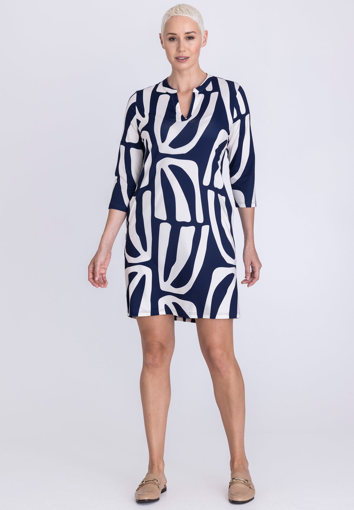 Tuzzi V Neck Print Dress