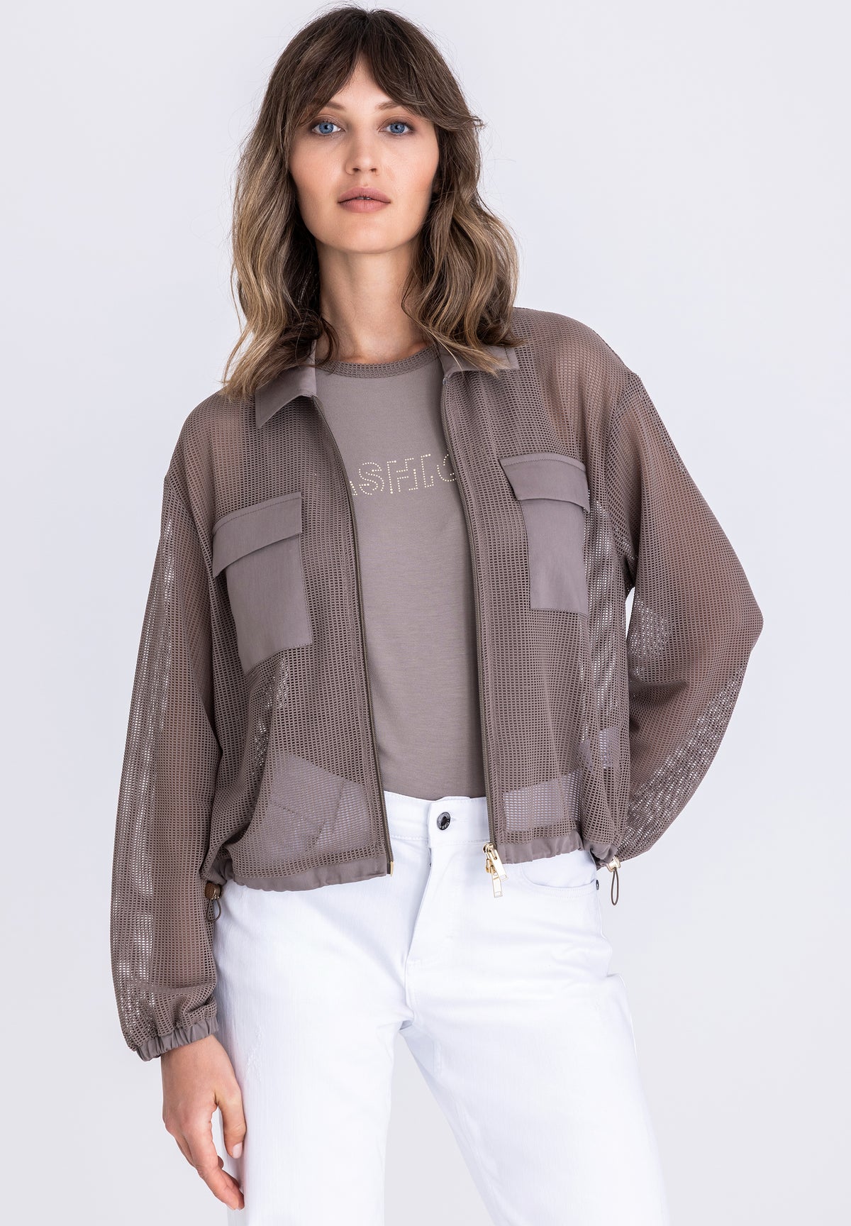 Tuzzi Taupe Mesh Short Jacket