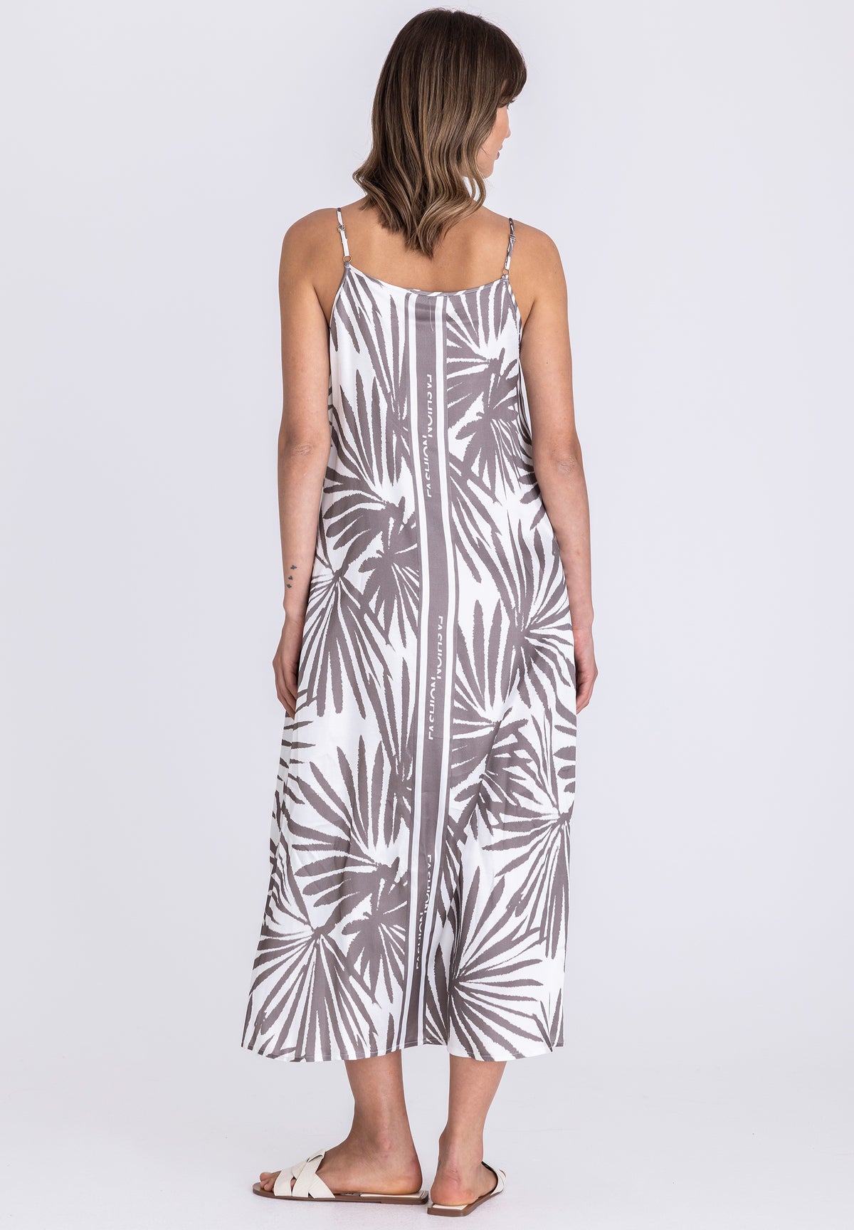 Tuzzi Aloe There Palm Print Strappy Dress