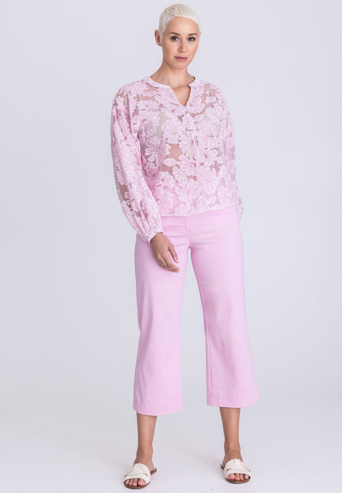 Tuzzi Rose All Day Pink/White Striped Blouse