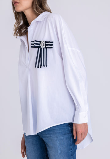 Tuzzi White Blouse With Detachable Bow