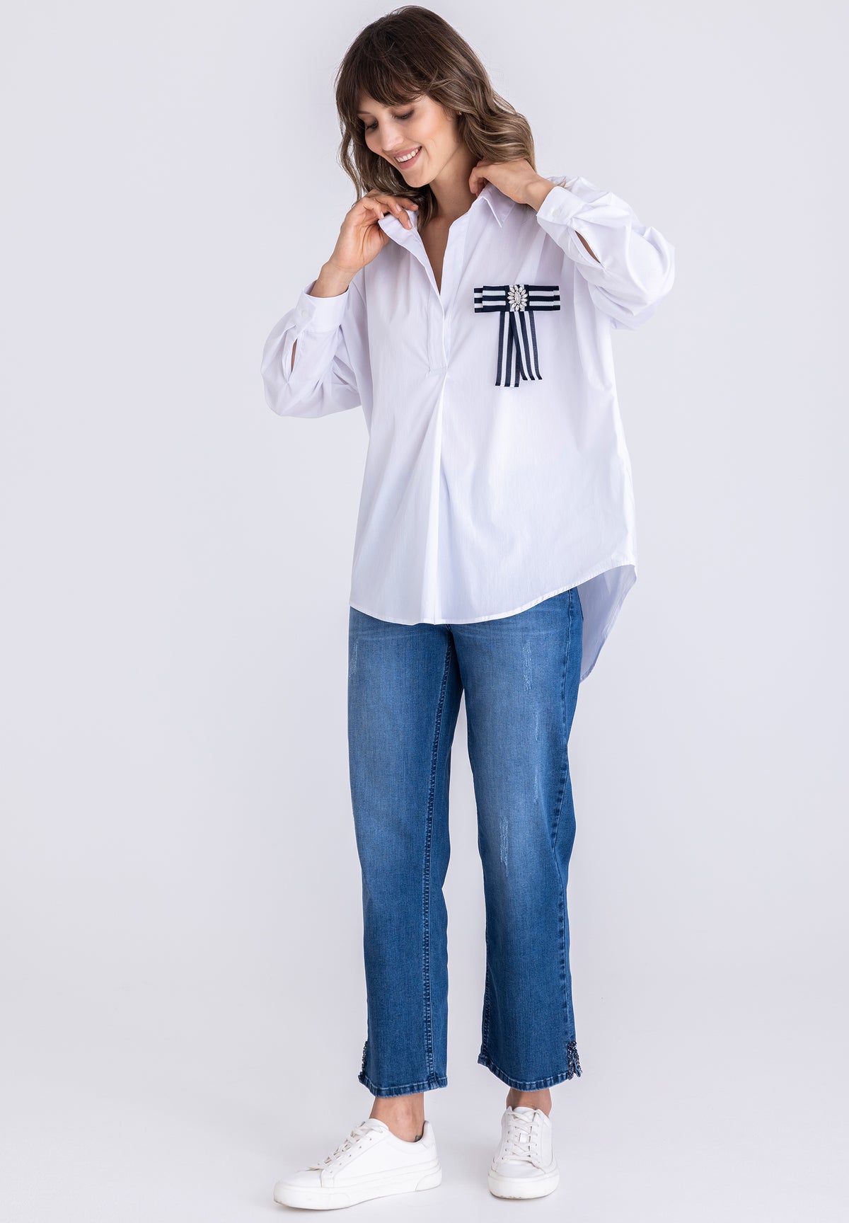 Tuzzi White Blouse With Detachable Bow