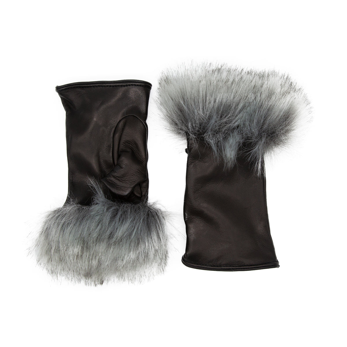 Gala Gloves Black Fingerless Gloves Wool Lined